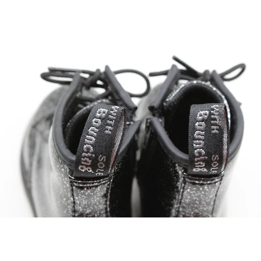 Dr Doc Martens Toddler Girls Size 9 Boots Booties Black Glitter Zip Side 1460 T‎
